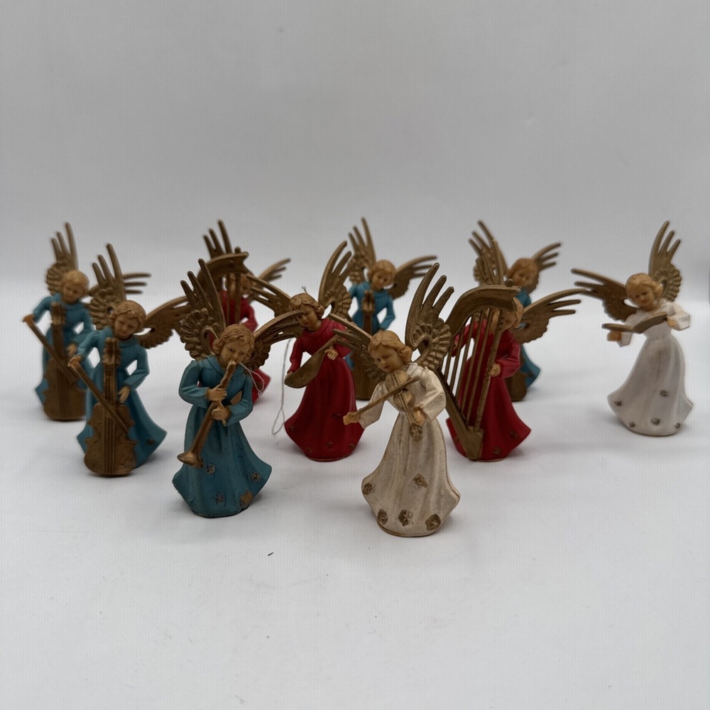Vintage ARA Plastics Angel Musicians. Hand Decorated British Hong Kong Lot Of 10